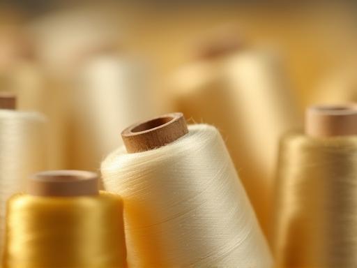 Close up of spools of fine silk thread