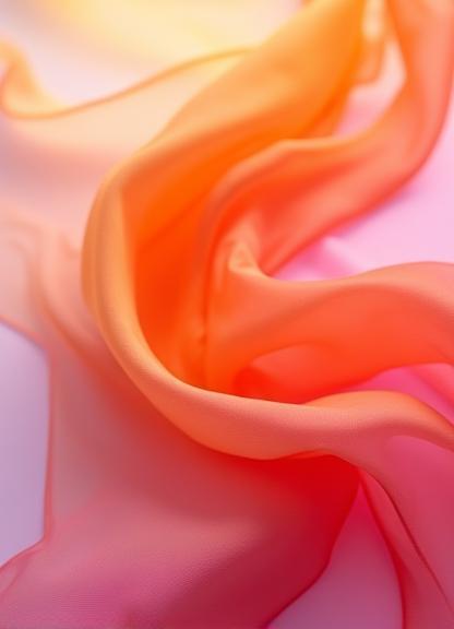 Silk scarf with a soft gradient dye effect transitioning colors