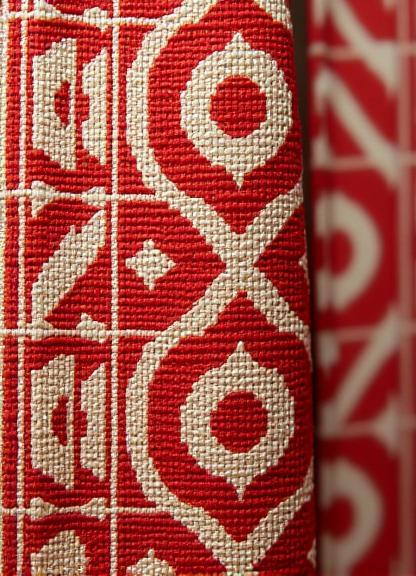 Obi sash with a bold geometric pattern