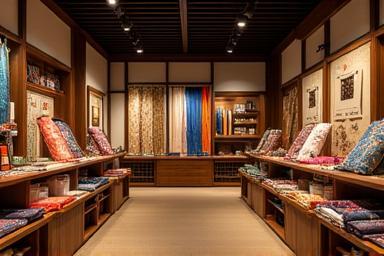 Interior view of Kyoto Silk Crafts retail shop
